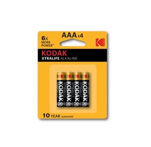باتری آلکالاین نیم قلمی Kodak Xtralife Alkaline بسته 4 تایی اندازه AAA