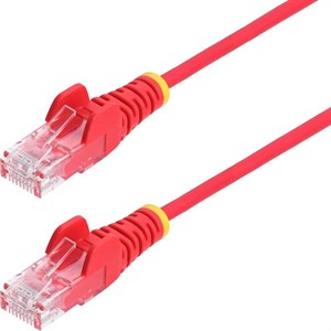 کابل اترنت CAT6 باریک قرمز 10 متری StarTech.com، RJ45 بدون گیر، LSZH، 28AWG، مس خالص، کابل پچ/کابل شبکه
