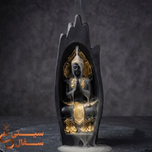 جاعودی آبشاری دکوراتیو مدل صخره و تندیس زاهد مدیتیشن – جنس پلی‌استر نسوز برند سیتی سفال