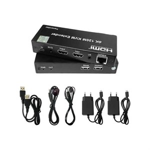 مبدل و اکستندر 120 متری KVM HDMI مدل 4K (انتقال تصویر و USB روی کابل شبکه)