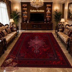 فرش ماشینی (چاپی) فرشینه مخمل ترک ترمز سنتی زرشکی قرمز L807 - سفارشی ارسال فوری- فرشینه نازگل