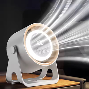 پنکه رومیزی شارژی با نمایشگر دیجیتال، چراغ خواب LED، تنظیم سرعت 100 مرحلهای و چرخش 360 درجه