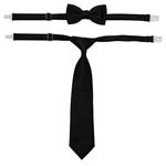 Johnnie Lene Boys Solid Satin Pre-Tied Long Necktie and Bow Tie Set