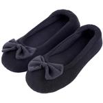 HomeTop Women's Comfy Cotton Knit Memory Foam Ballerina Slippers Light Weight Terry Cloth House Shoes w/Stretchable Heel Design