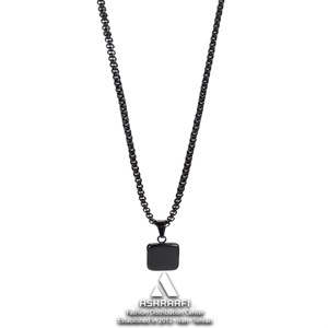 گردنبند مردانه مشکی Square Silver Necklace-K 