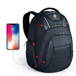 Swissdigital Laptop Backpack, Busniess Backpack USB Port,RFID Protection TSA Smart Scan Travel Fits Under 15.6-Inch Laptop Man, Black