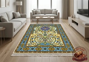 فرش ماشینی (چاپی) فرشینه مخمل طرح ابریشم مدل محرابی کد A088 ارسال فوری- فرشینه نازگل