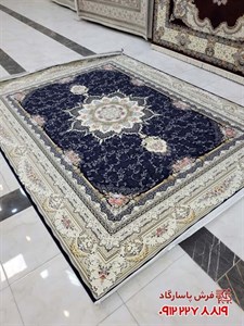 فرش 1200 شانه ضخیم طرح ترنم سرمه ای تراکم 3600