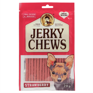 تشویقی سگ جرکی چیوز با طعم توت فرنگی استیکی Jerki Chews Stick Strawberry Flavor وزن 70گرم