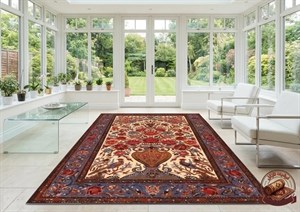 فرش ماشینی (چاپی) فرشینه مخمل طرح ابریشم گلدانی مدل گلستان کد A139 - 1 در 3 متر ارسال فوری- فرشینه نازگل