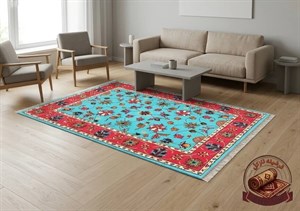 فرش ماشینی (چاپی) فرشینه مخمل ابریشم‌نما طرح شاه‌عباسی کد A089 - 2.6 در 3.5 متر ( 9 متری ) ارسال فوری- فرشینه نازگل