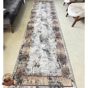 فرش ماشینی (چاپی) فرش طوسی مدرن جنس مخمل تُرک استُپ دار (ضد سر) h467 - 100 * 60 ( پادری ) ارسال فوری- فرشینه نازگل