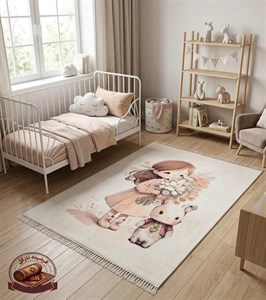 فرش ماشینی (چاپی) فرشینه کودک جنس مخمل هازان تُرک استُپ دار(ابعاد دلخواه)U280 - 1 در 2 متر ارسال فوری- فرشینه نازگل