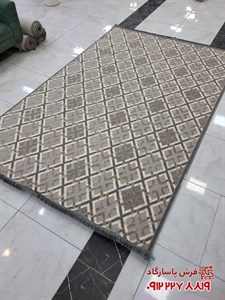 فرش مراکشی نسکافه ای طرح خشتی بافت لوپ مدل 5501