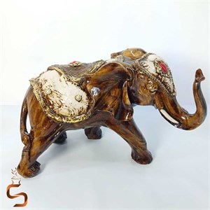 مجسمه فیل پلی استر دکوراتیو مدل هندی سایز بزرگ (ارتفاع ۲۵ سانتی‌متر)