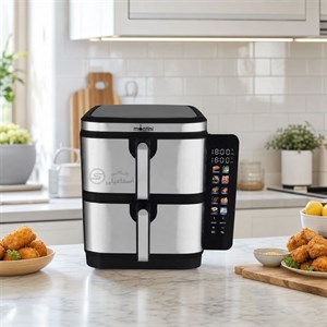 سرخ کن بدون روغن مونتینی مدل CRIS_120 ظرفیت ۱۲ لیتر دو طبقه | منوی دیجیتال رنگی و صفحه تمام لمسی