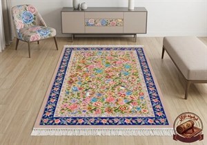 فرش ماشینی (چاپی) فرشینه مخمل طرح ابریشم مدل بهارستان کد A022 ارسال فوری- فرشینه نازگل