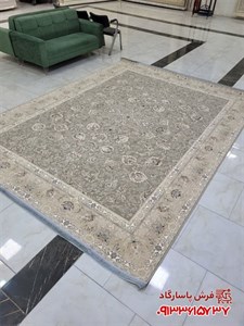 فرش نسکافه ای 1200 شانه  طلاکوب طرح افشان گلبن