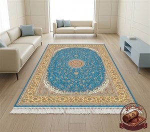 فرش ماشینی (چاپی) فرشینه مخمل طرح ابریشم مدل نقشِ جهان کد A014 ارسال فوری- فرشینه نازگل