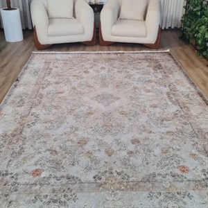 فرش ماشینی (چاپی) فرشینه مخمل هازان ترک طرح صبا کد L105 - پادری 50 در 80 ارسال فوری- فرشینه نازگل