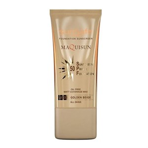 ضدآفتاب کرم پودری و پرایمری spf 50فاقد چربی بژ طلایی سان سیف 40میل