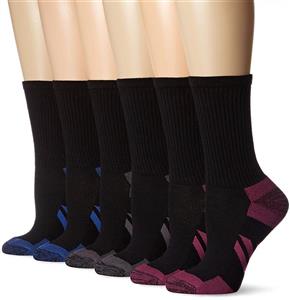 Amazon Essentials Women's 6-Pack Performance Cotton Cushioned Athletic Crew Socks 