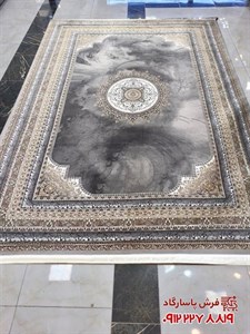 فرش ابر و بادی  وینتیج هفتصد شانه گل برجسته طرح بهار نقره ای