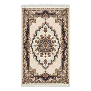 فرش ماشینی هیوا طرح کلاسیک C-101 کرم ۷۰۰ شانه