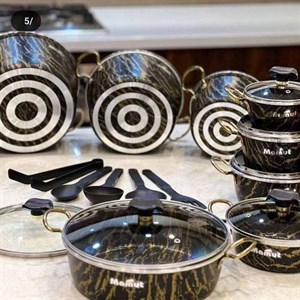 سرویس قابلمه سنگی  ماموت  مشکی کرم طوسی