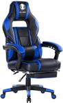 KILLABEE Reclining Memory Foam Racing Gaming Chair - Ergonomic High-Back Racing Computer Desk Office Chair with Retractable Footrest and Adjustable Lumbar Cushion (Blue.)