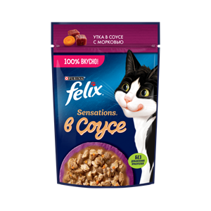 پوچ گربه فلیکس با طعم اردک در سس هویج Felix with duck in carrot sauce وزن 75 گرم