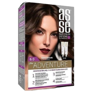 کیت رنگ مو بدون آمونیاک آسه asse دو تیوپه شماره 6.0