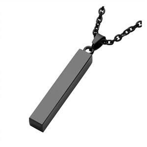 Zysta Cool Simple Bar Necklace Men Women Dangle Vertical Cuboid Stick Pendant 24 inches Chain Stainless Steel Jewelry Gift 