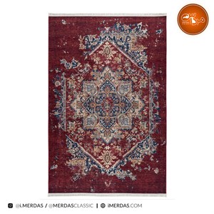 فرش کهنه نما کد 100649 زمینه لاکی