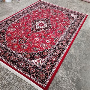 فرش ماشینی 400شانه طرح زیبای کاشان لاکی 12متری