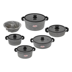 سرویس قابلمه و تابه گرانیت 11 پارچه زرساب مدل مونارک پلاس کد MP8500 رنگ مشکی
