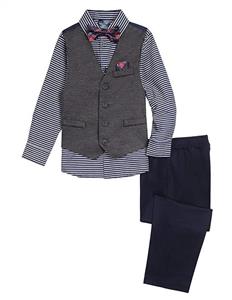 Nautica Boys' 4-Piece Vest Set with Dress Shirt, Bow Tie, Vest, and Pants