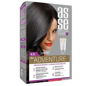 کیت رنگ مو بدون آمونیاک آسه asse دو تیوپه شماره 4.0