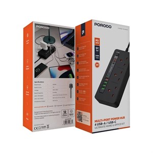 چند راهی و سیار برق و شارژر پرودو مدل Porodo Blue 6 Universal Sockets Power Strip 3M | 6ACPS1C3A (تک / عمده)