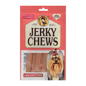 تشویقی سگ جرکی چیوز با طعم مرغ نواری Jerky Chews Chicken Strip وزن 70گرم