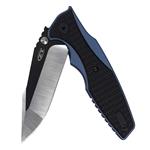 Zero Tolerance 0393 Folding Knife; Rick Hinderer Design; 3.5-inch CPM 20CV, Two-Tone Steel Blade; Titanium Handle Anodized Blue with G10 Overlay; Reversible Pocketclip; KVT Ball Bearing Open; 5 oz.