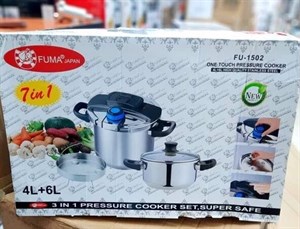 ست زودپز دوقلو فوما (Fuma) مدل FU-1502 | ظرفیت ۴ و ۶ لیتر تمام استیل