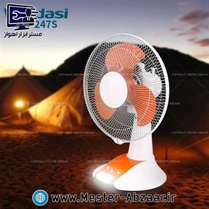 پنکه شارژی برقی رومیزی 12 اینچ سه پره دو کاره چراغ دار با قدرت پرتاب ویداسی فن مدل WEIDASI WD-247پنکه شارژی برقی رومیزی