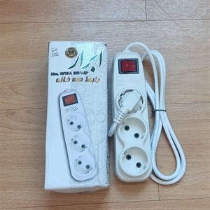 سه راهی برق سه خانه ابرار با کابل 1.8 متری استاندارد ، سه راهی سیمدار ، 3راهی برق سه راهی سیم دار رابط سه خانه