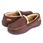 Zigzagger Men's Wool Microsuede Moccasin Slippers Memory Foam House Shoes with Indoor Outdoor Nonslip Sole