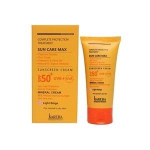 کرم ضد آفتاب SPF50 رنگ بژ روشن پوست های مختلط و چرب کاربا 50 میل