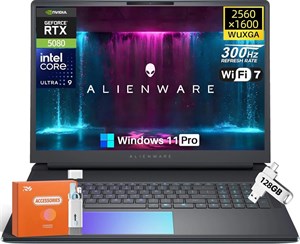 لپ تاپ گیمینگ Alienware 18 Area-51، صفحه نمایش 18 اینچی WQXGA 300Hz 2.5K، پردازنده Intel Ultra 9 275HX (تا 5.4 گیگاهرتز)، کارت گرافیک NVIDIA RTX 5080، رم 64 گیگابایت DDR5، حافظه SSD 2 ترابایت، Wi-Fi 7، دوربین 4K، کیبورد با نور پس زمینه، سیستم خنک کننده چهار فن، ویندوز 11 پرو