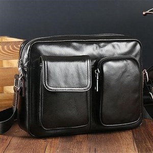 کیف دوشی مردانه چرم طبیعی دست دوز کد NA-140