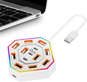 داک استیشن کامپیوتر - داک استیشن 13 پورت برای لپ تاپ - لوازم جانبی RGB مناسب برای کار حرفه ای، دانشجویان و افراد مختلف