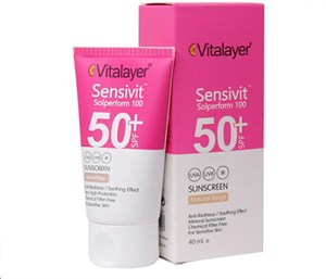 کرم ضد آفتاب SPF50 بژ طبیعی پوست حساس ویتالایر 40 میل